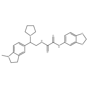 N1-(benzo[d][1,3]dioxol-5-yl)-N2-(2-(1-methylindolin-5-yl)-2-(pyrrolidin-1-yl)ethyl)oxalamide结构式