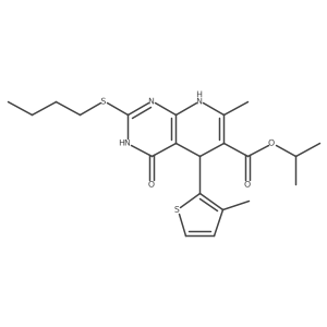Isopropyl 2-(butylthio)-7-methyl-5-(3-methyl-2-thienyl)-4-oxo-3,4,5,8-tetrahydropyrido[2,3-d]pyrimidine-6-carboxylate结构式