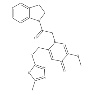 1-(2-(indolin-1-yl)-2-oxoethyl)-5-methoxy-2-(((5-methyl-1,3,4-thiadiazol-2-yl)thio)methyl)pyridin-4(1H)-one结构式