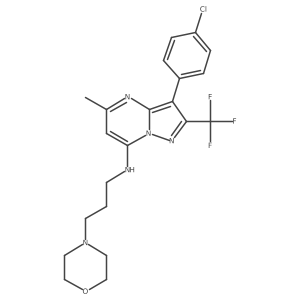 3-(4-chlorophenyl)-5-methyl-N-[3-(morpholin-4-yl)propyl]-2-(trifluoromethyl)pyrazolo[1,5-a]pyrimidin-7-amine结构式