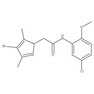 2-(4-bromo-3,5-dimethyl-1H-pyrazol-1-yl)-N-(5-chloro-2-methoxyphenyl)acetamide Structure