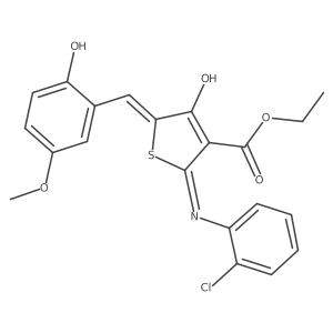 Ethyl 2-((2-chlorophenyl)amino)-5-(2-hydroxy-5-methoxybenzylidene)-4-oxo-4,5-dihydrothiophene-3-carboxylate结构式