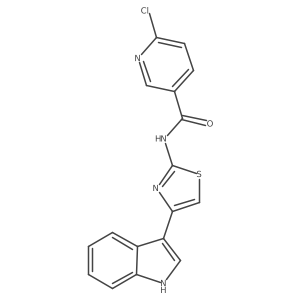 6-chloro-N-[4-(1H-indol-3-yl)-1,3-thiazol-2-yl]pyridine-3-carboxamide结构式