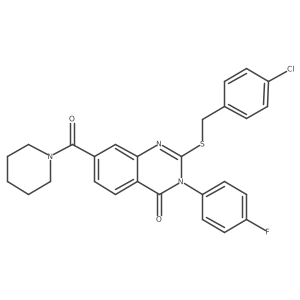 2-[(4-chlorobenzyl)thio]-3-(4-fluorophenyl)-7-(piperidin-1-ylcarbonyl)quinazolin-4(3H)-one结构式