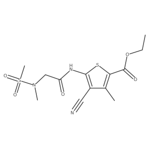 ethyl 4-cyano-3-methyl-5-(2-(N-methylmethylsulfonamido)acetamido)thiophene-2-carboxylate结构式