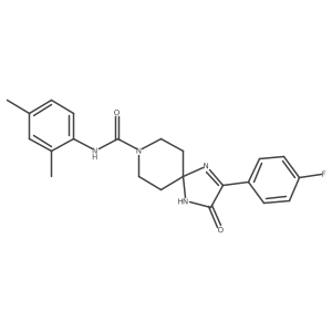 N-(2,4-dimethylphenyl)-2-(4-fluorophenyl)-3-oxo-1,4,8-triazaspiro[4.5]dec-1-ene-8-carboxamide结构式