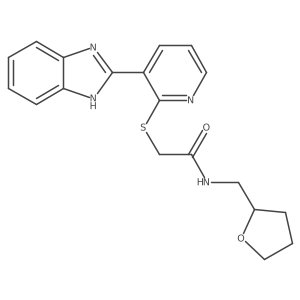 2-((3-(1H-benzo[d]imidazol-2-yl)pyridin-2-yl)thio)-N-((tetrahydrofuran-2-yl)methyl)acetamide Structure