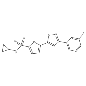 N-cyclopropyl-5-[3-(3-fluorophenyl)-1,2,4-oxadiazol-5-yl]furan-2-sulfonamide结构式