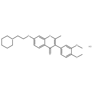 3-(3,4-dimethoxyphenyl)-2-methyl-7-(2-(piperidin-1-yl)ethoxy)-4H-chromen-4-one hydrochloride结构式