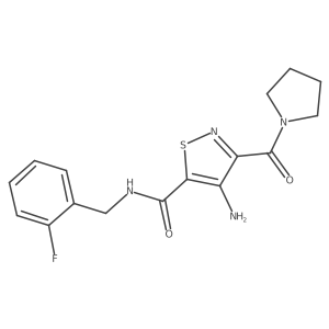 4-amino-N-(2-fluorobenzyl)-3-(pyrrolidine-1-carbonyl)isothiazole-5-carboxamide Structure