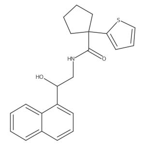 N-(2-hydroxy-2-(naphthalen-1-yl)ethyl)-1-(thiophen-2-yl)cyclopentanecarboxamide结构式