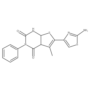 6-(2-amino-1,3-thiazol-4-yl)-5-methyl-3-phenyl-1H,2H,3H,4H-thieno[2,3-d]pyrimidine-2,4-dione结构式