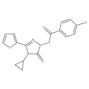 1-(2-(4-chlorophenyl)-2-oxoethyl)-4-cyclopropyl-3-(thiophen-2-yl)-1H-1,2,4-triazol-5(4H)-one结构式