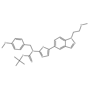 Tert-butyl 4-methoxybenzyl5-(1-(2-methoxyethyl)-1h-indazol-5-yl)thiazol-2-ylcarbamate Structure
