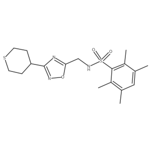 2,3,5,6-tetramethyl-N-((3-(tetrahydro-2H-thiopyran-4-yl)-1,2,4-oxadiazol-5-yl)methyl)benzenesulfonamide结构式