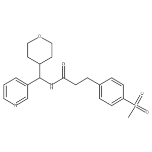 3-(4-(methylsulfonyl)phenyl)-N-(pyridin-3-yl(tetrahydro-2H-pyran-4-yl)methyl)propanamide结构式