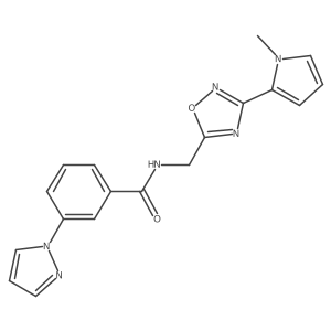N-((3-(1-methyl-1H-pyrrol-2-yl)-1,2,4-oxadiazol-5-yl)methyl)-3-(1H-pyrazol-1-yl)benzamide结构式