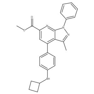 Methyl 4-(4-(cyclobutylamino)phenyl)-3-methyl-1-phenyl-1H-pyrazolo[3,4-b]pyridine-6-carboxylate结构式