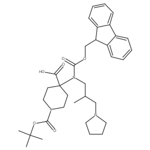 1-[(tert-butoxy)carbonyl]-4-({[(9H-fluoren-9-yl)methoxy]carbonyl}[2-methyl-3-(pyrrolidin-1-yl)propyl]amino)piperidine-4-carboxylic acid Structure