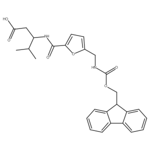 (3S)-3-({5-[({[(9H-fluoren-9-yl)methoxy]carbonyl}amino)methyl]furan-2-yl}formamido)-4-methylpentanoic acid结构式