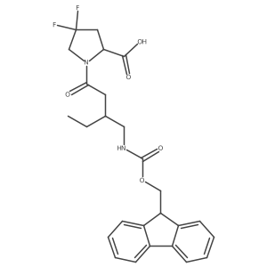 (2S)-1-{3-[({[(9H-fluoren-9-yl)methoxy]carbonyl}amino)methyl]pentanoyl}-4,4-difluoropyrrolidine-2-carboxylic acid Structure