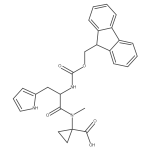 1-[2-({[(9H-fluoren-9-yl)methoxy]carbonyl}amino)-N-methyl-3-(1H-pyrrol-2-yl)propanamido]cyclopropane-1-carboxylic acid结构式
