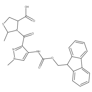 3-[4-({[(9H-fluoren-9-yl)methoxy]carbonyl}amino)-1-methyl-1H-pyrazole-3-carbonyl]-2-methyl-1,3-thiazolidine-4-carboxylic acid结构式