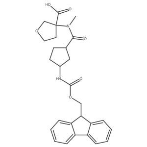 3-[N-methyl3-({[(9H-fluoren-9-yl)methoxy]carbonyl}amino)cyclopentaneamido]oxolane-3-carboxylic acid Structure