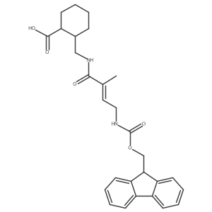 2-{[4-({[(9H-fluoren-9-yl)methoxy]carbonyl}amino)-2-methylbut-2-enamido]methyl}cyclohexane-1-carboxylic acid Structure