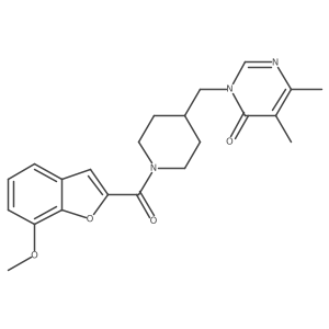 3-{[1-(7-Methoxy-1-benzofuran-2-carbonyl)piperidin-4-yl]methyl}-5,6-dimethyl-3,4-dihydropyrimidin-4-one结构式