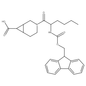 (1RS,6SR)-3-[(2S)-2-({[(9H-fluoren-9-yl)methoxy]carbonyl}amino)hexanoyl]-3-azabicyclo[4.1.0]heptane-7-carboxylic acid Structure