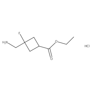 Ethyl 3-(aminomethyl)-3-fluorocyclobutane-1-carboxylate;hydrochloride结构式