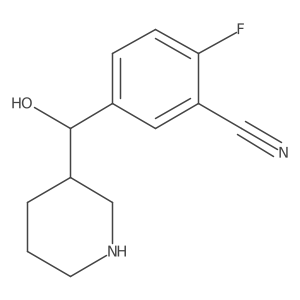 2-Fluoro-5-[hydroxy(piperidin-3-yl)methyl]benzonitrile结构式