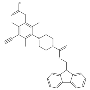 2-[3-ethynyl-5-(4-{[(9H-fluoren-9-yl)methoxy]carbonyl}piperazin-1-yl)-2,4,6-trimethylphenyl]acetic acid结构式
