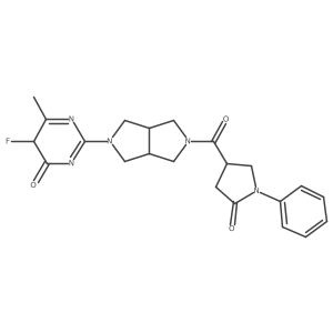5-fluoro-6-methyl-2-[5-(5-oxo-1-phenylpyrrolidine-3-carbonyl)-1,3,3a,4,6,6a-hexahydropyrrolo[3,4-c]pyrrol-2-yl]-5H-pyrimidin-4-one结构式