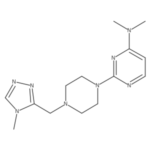 N,N-dimethyl-2-{4-[(4-methyl-4H-1,2,4-triazol-3-yl)methyl]piperazin-1-yl}pyrimidin-4-amine结构式