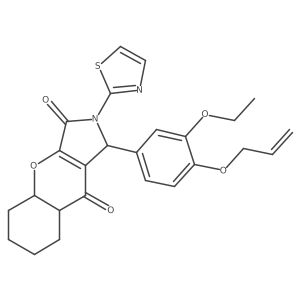 1-(3-ethoxy-4-prop-2-enoxyphenyl)-2-(1,3-thiazol-2-yl)-4a,5,6,7,8,8a-hexahydro-1H-chromeno[2,3-c]pyrrole-3,9-dione结构式