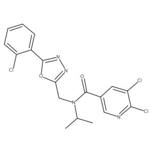 5,6-dichloro-N-[[5-(2-chlorophenyl)-1,3,4-oxadiazol-2-yl]methyl]-N-propan-2-ylpyridine-3-carboxamide结构式
