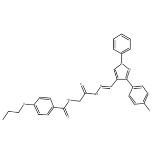 N-(2-(2-((3-(4-Fluorophenyl)-1-phenyl-1H-pyrazol-4-yl)methylene)hydrazinyl)-2-oxoethyl)-4-propoxybenzamide Structure