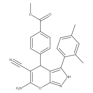 Methyl 4-[6-amino-5-cyano-3-(2,4-dimethylphenyl)-1,4-dihydropyrano[2,3-c]pyrazol-4-yl]benzoate结构式