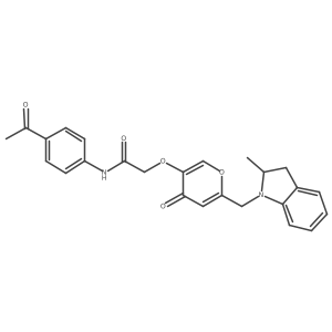N-(4-acetylphenyl)-2-((6-((2-methylindolin-1-yl)methyl)-4-oxo-4H-pyran-3-yl)oxy)acetamide Structure