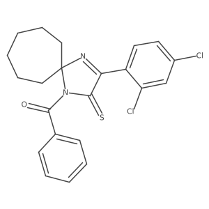1-Benzoyl-3-(2,4-dichlorophenyl)-1,4-diazaspiro[4.6]undec-3-ene-2-thione结构式