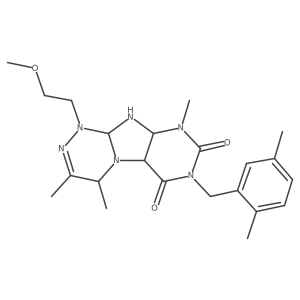 7-[(2,5-dimethylphenyl)methyl]-1-(2-methoxyethyl)-3,4,9-trimethyl-5a,9a,10,10a-tetrahydro-4H-purino[8,7-c][1,2,4]triazine-6,8-dione结构式