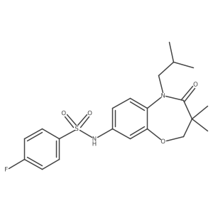 4-fluoro-N-(5-isobutyl-3,3-dimethyl-4-oxo-2,3,4,5-tetrahydrobenzo[b][1,4]oxazepin-8-yl)benzenesulfonamide结构式