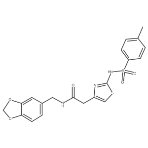N-(benzo[d][1,3]dioxol-5-ylmethyl)-2-(2-(4-methylphenylsulfonamido)thiazol-4-yl)acetamide Structure