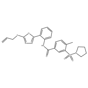 4-methyl-N-{2-[5-(prop-2-en-1-ylsulfanyl)-1,3,4-oxadiazol-2-yl]phenyl}-3-(pyrrolidin-1-ylsulfonyl)benzamide Structure