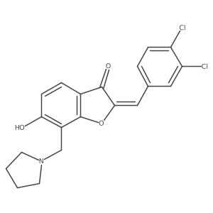 (2Z)-2-(3,4-dichlorobenzylidene)-6-hydroxy-7-(pyrrolidin-1-ylmethyl)-1-benzofuran-3(2H)-one结构式