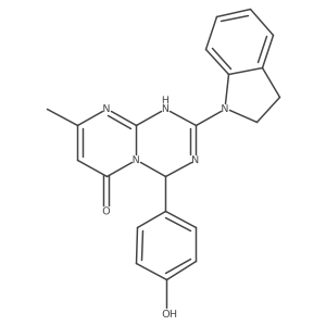 2-(2,3-dihydro-1H-indol-1-yl)-4-(4-hydroxyphenyl)-8-methyl-1,4-dihydro-6H-pyrimido[1,2-a][1,3,5]triazin-6-one结构式