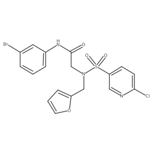 N-(3-bromophenyl)-2-{N-[(furan-2-yl)methyl]-6-chloropyridine-3-sulfonamido}acetamide结构式