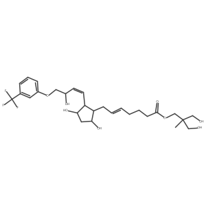 5-Heptenoic acid, 7-[(1R,2R,3R,5S)-3,5-dihydroxy-2-[(1E,3R)-3-hydroxy-4-[3-(trifluoromethyl)phenoxy]-1-buten-1-yl]cyclopentyl]-, 3-hydroxy-2-(hydroxymethyl)-2-methylpropyl ester, (5Z)-结构式